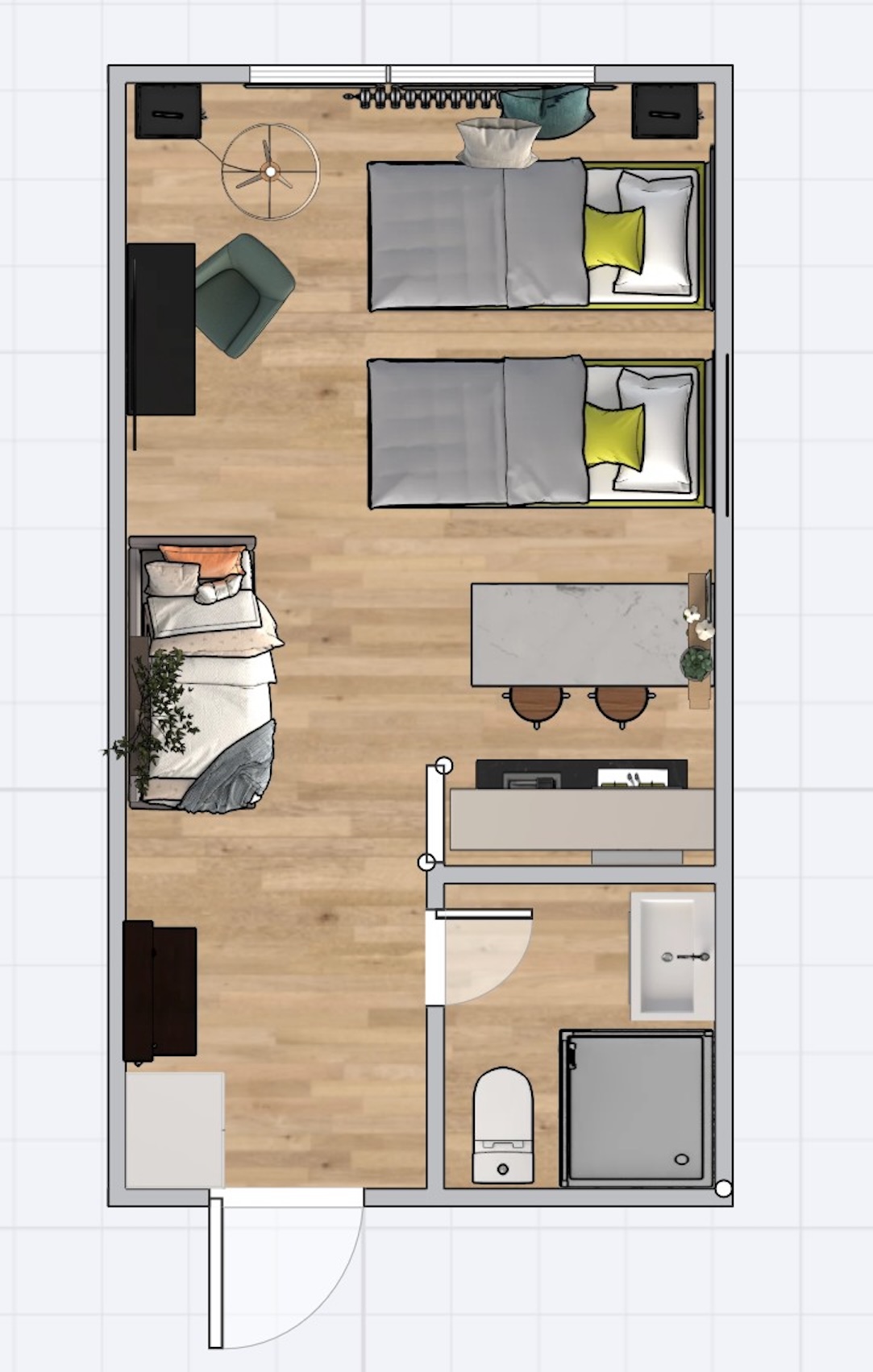 Grundriss, Studio ohne Balkon