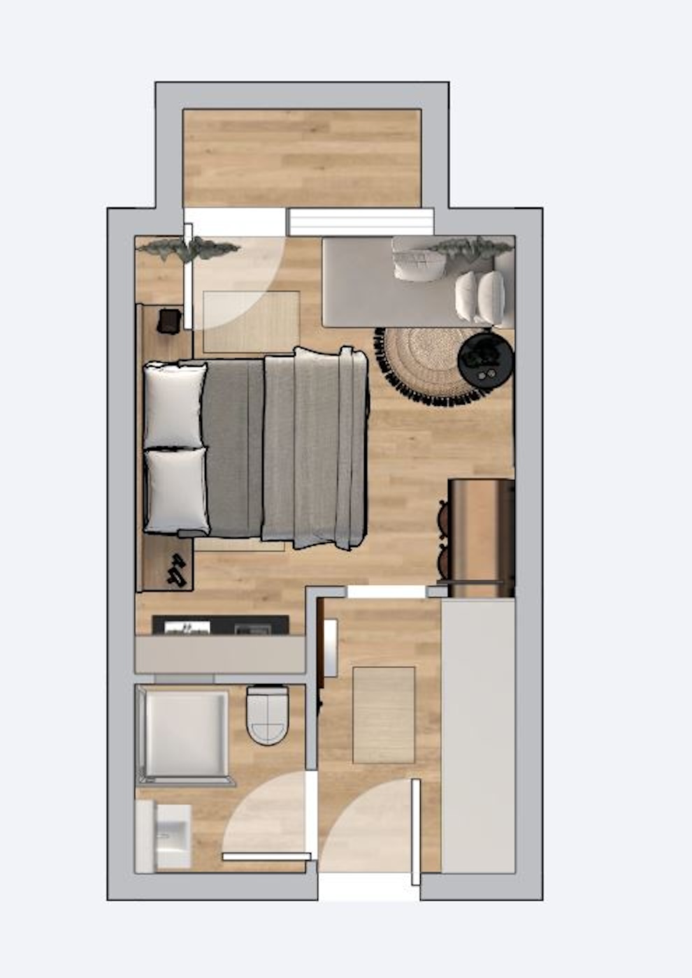 Grundriss, Studio mit Balkon